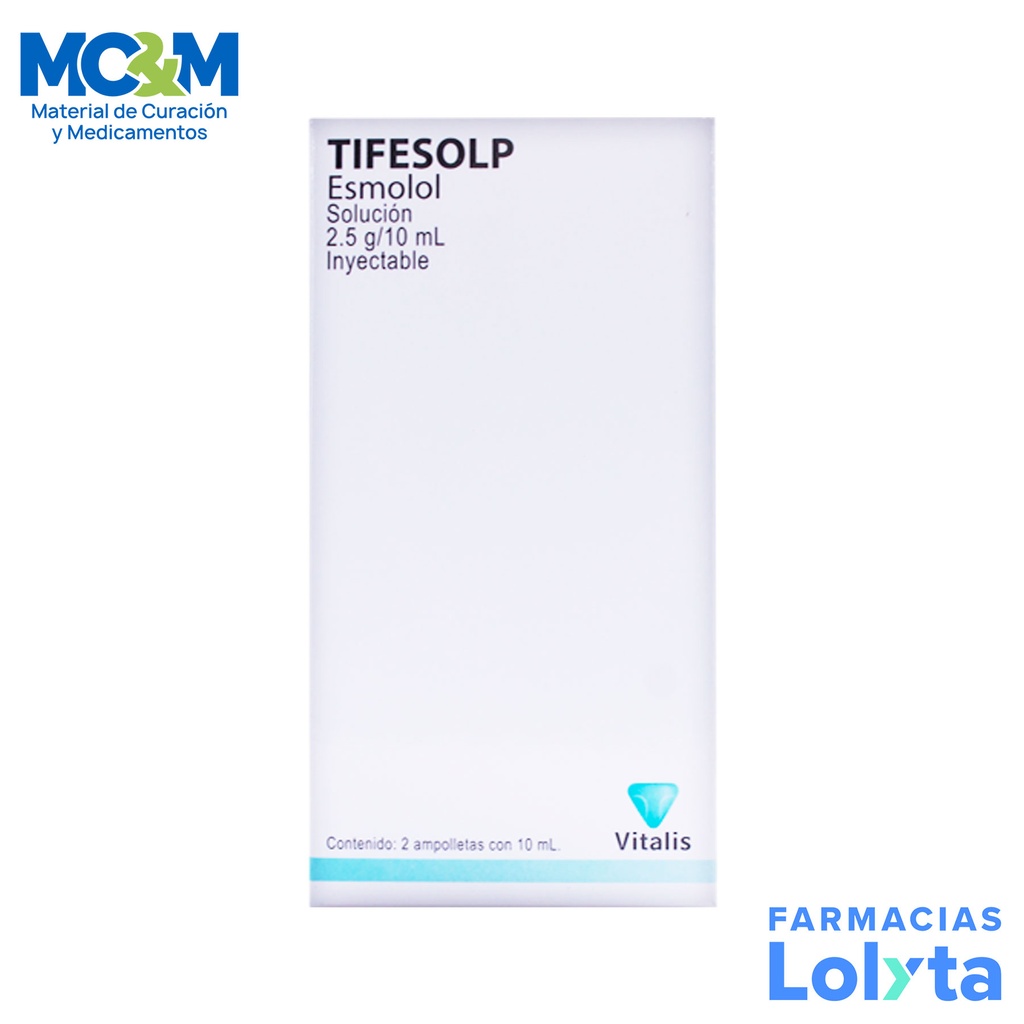 ESMOLOL SOL INY 2.5G/10 ML C/2 AMP TIFESOLP LAB VITALIS