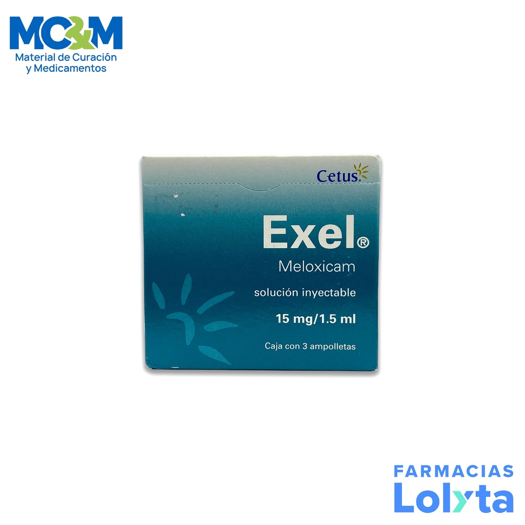 EXEL SOL INY 15 MG/ 1.5 ML C/3 AMP MELOXICAM LAB CETUS