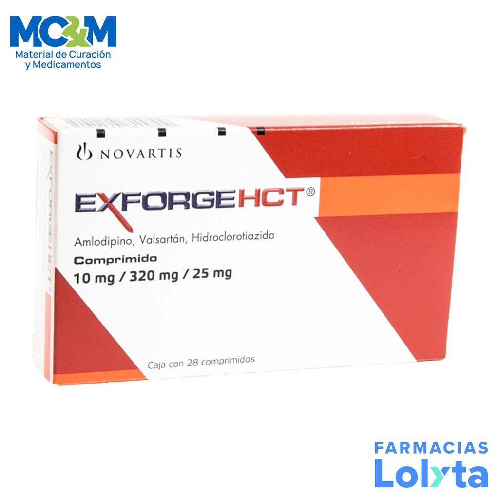 EXFORGE HCT 10/320/25 MG C/28 COMPRIMIDOS AMLODIPINO VALSARTAN HIDROCLOROTIAZIDA LAB NOVARTIS