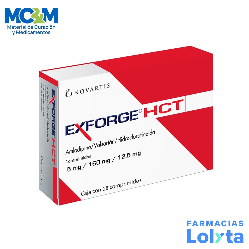 EXFORGE HCT 5/160/12.5 MG C/28 COMPRIMIDOS AMLODIPINO VALSARTAN HIDROCLOROTIAZIDA LAB NOVARTIS