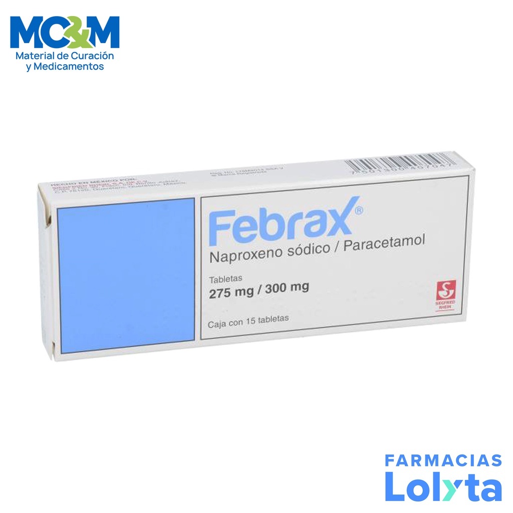 FEBRAX 275/300 MG C/15 TAB NAPROXENO SODICO PARACETAMOL LAB SIEGFRIED  RHEIN