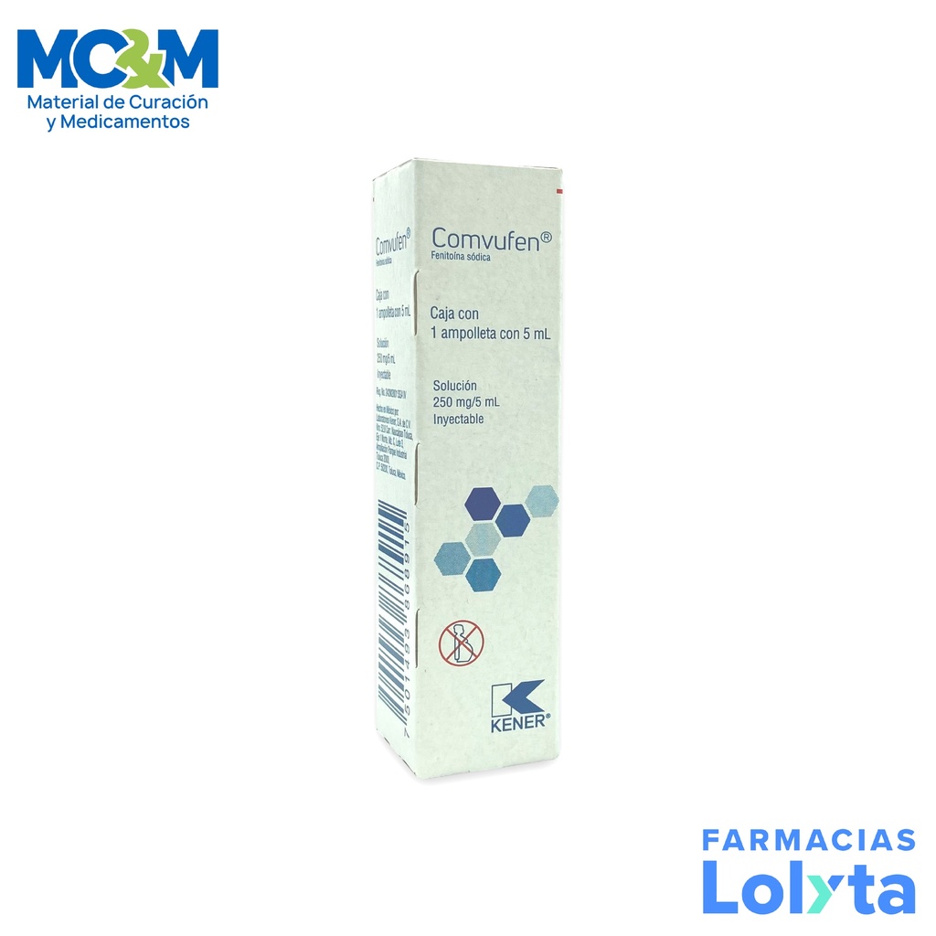 FENITOINA SODICA SOL INY 250 MG/5ML COMVUFEN LAB KENER