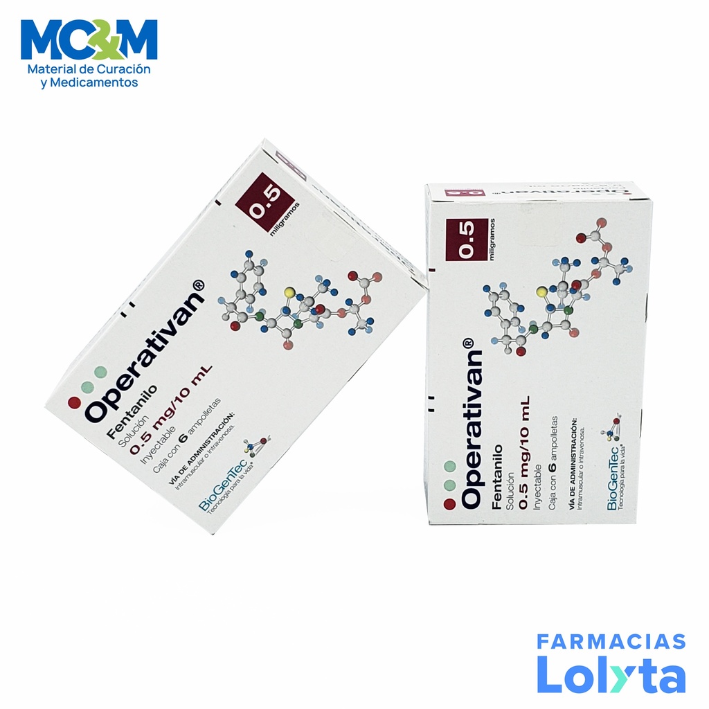 FENTANILO SOL INY 0.5 MG/10 ML C/6 AMP OPERATIVAN LAB PSICOFARMA GRUPO I