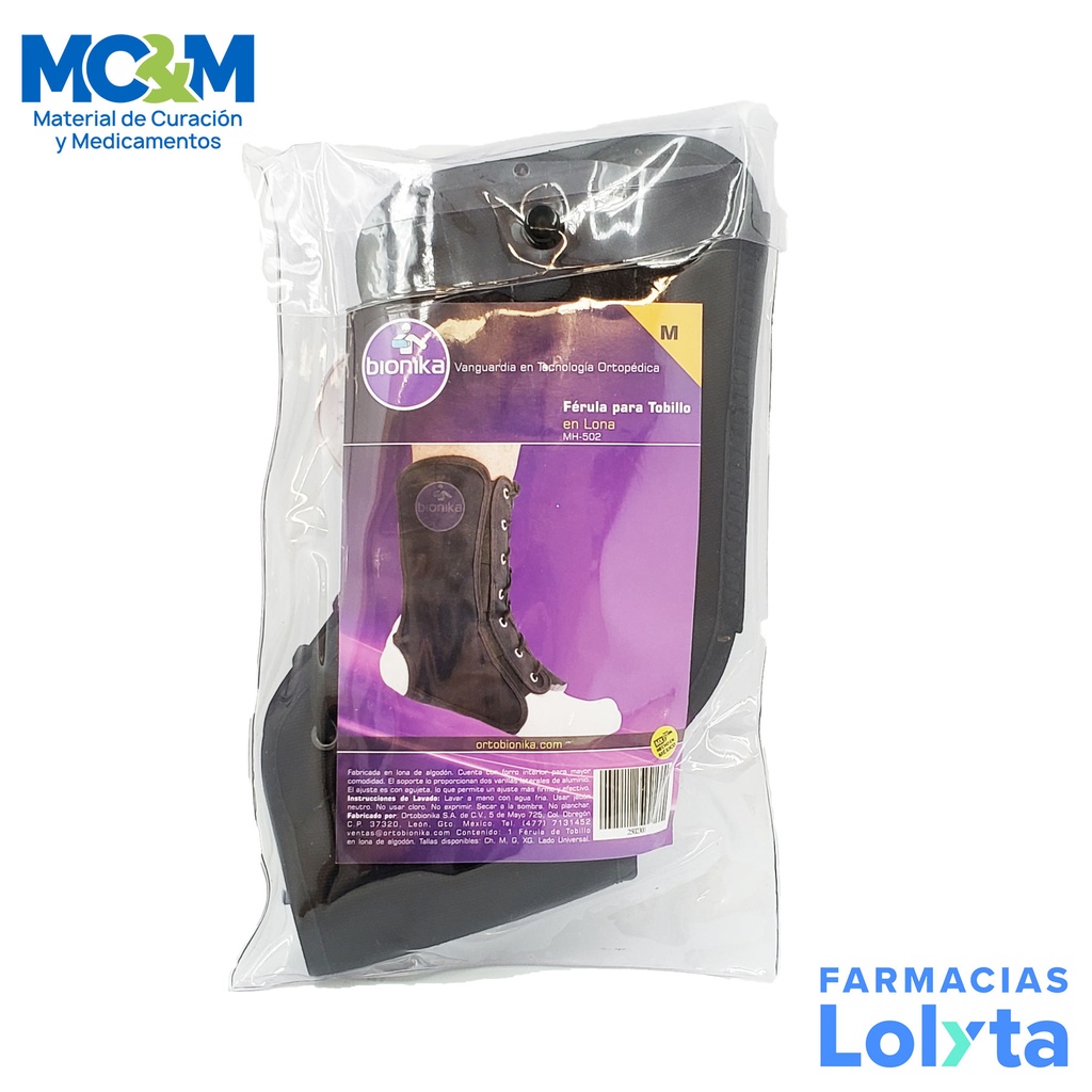 FERULA PARA TOBILLO EN LONA MEDIANA MH-502 BIONIKA