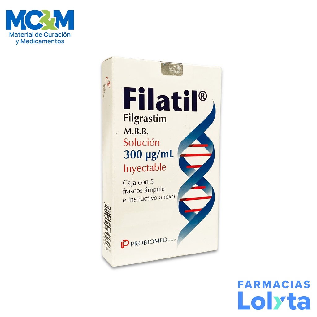 FILATIL SOL INY 300 MCG/ML C/5 AMP FILGRASTIM LAB PROBIOMED (RF)