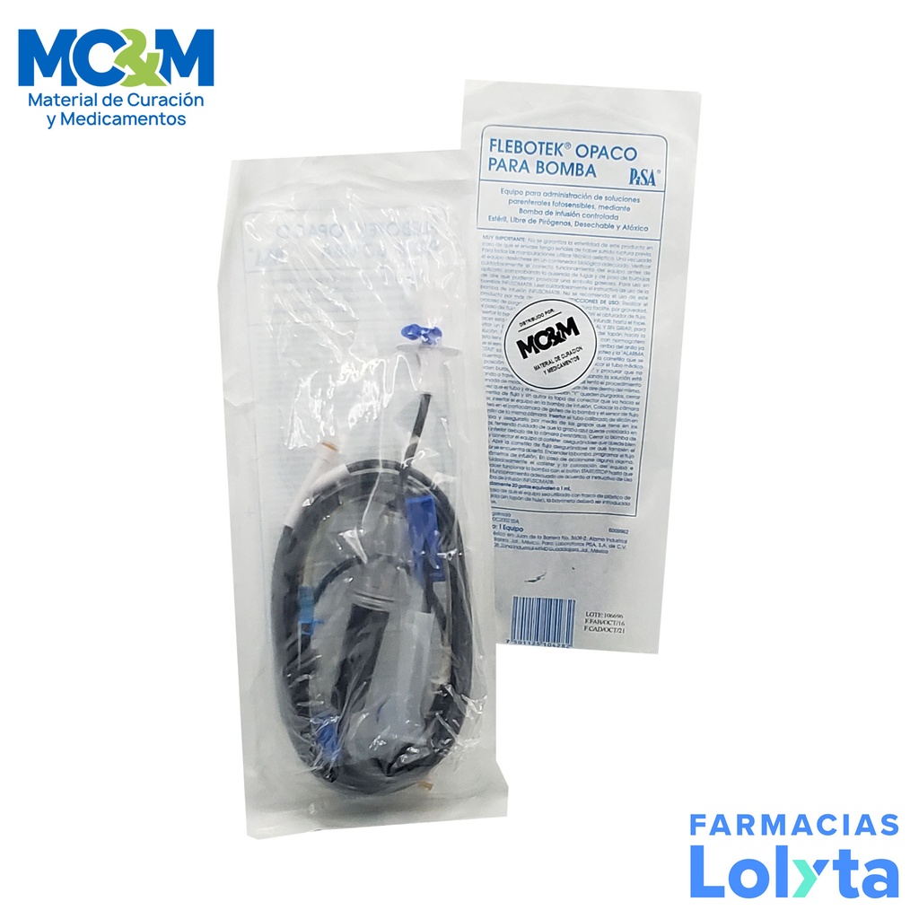 FLEBOTEK OPACO PARA BOMBA EQUIPO PARA ADMINISTRACION DE SOLUCIONES PARENTERALES FOTOSENSIBLES LAB PISA