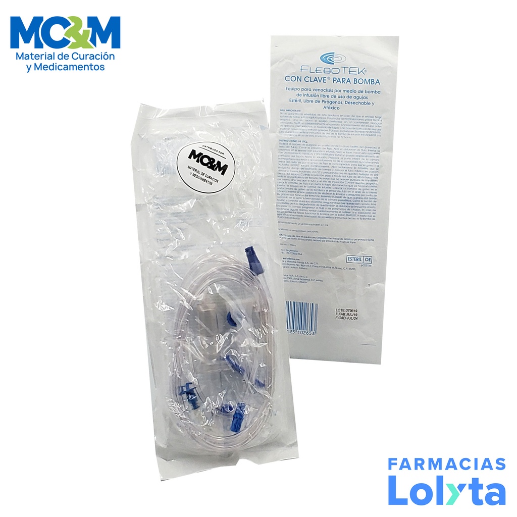 FLEBOTEK CON CLAVE PARA BOMBA EQUIPO PARA VENOCLISIS LAB PISA