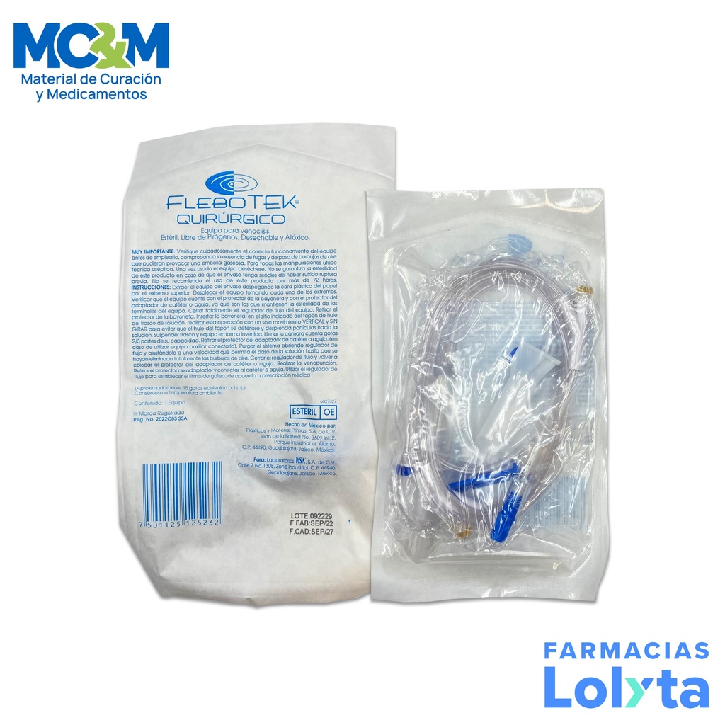 FLEBOTEK QUIRURGICO EQUIPO PARA VENOCLISIS LAB PISA