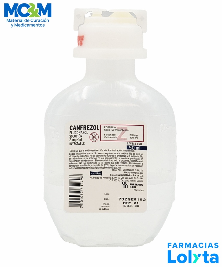 FLUCONAZOL SOL INY 2MG/ML C/50ML CANFREZOL FRESENIUS