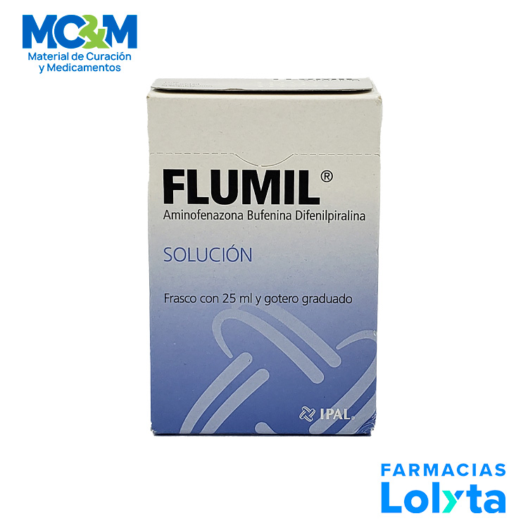 FLUMIL SOL ORAL 2 G/75/75 MG FCO C/25 ML AMINOFENAZONA BUFENINA DIFENILPIRALINA LAB SENOSIAIN