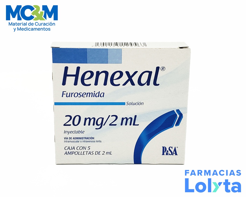 FUROSEMIDA SOL INY 20MG/2ML C/5AMP HENEXAL LAB PISA