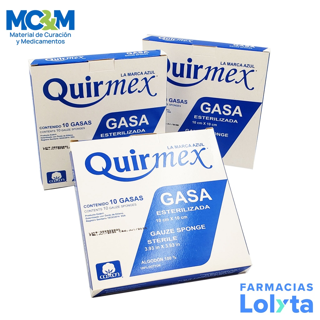 GASA ESTERIL 10X10 CM C/10 QUIRMEX