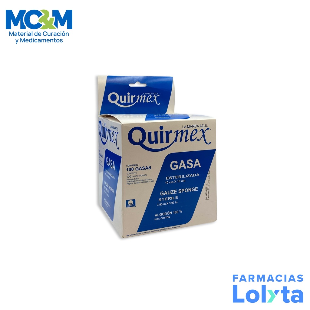 GASA ESTERIL 10X10 CM C/100 QUIRMEX