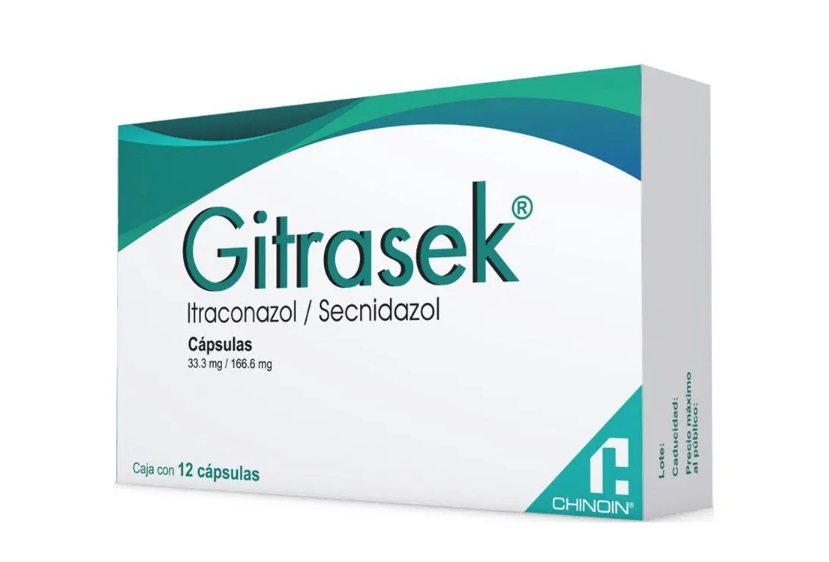 GITRASEK 33.3MG/166.6 MG ITRACONAZOL/SECNIDAZOL C/12 CAP LAB CHINOIN