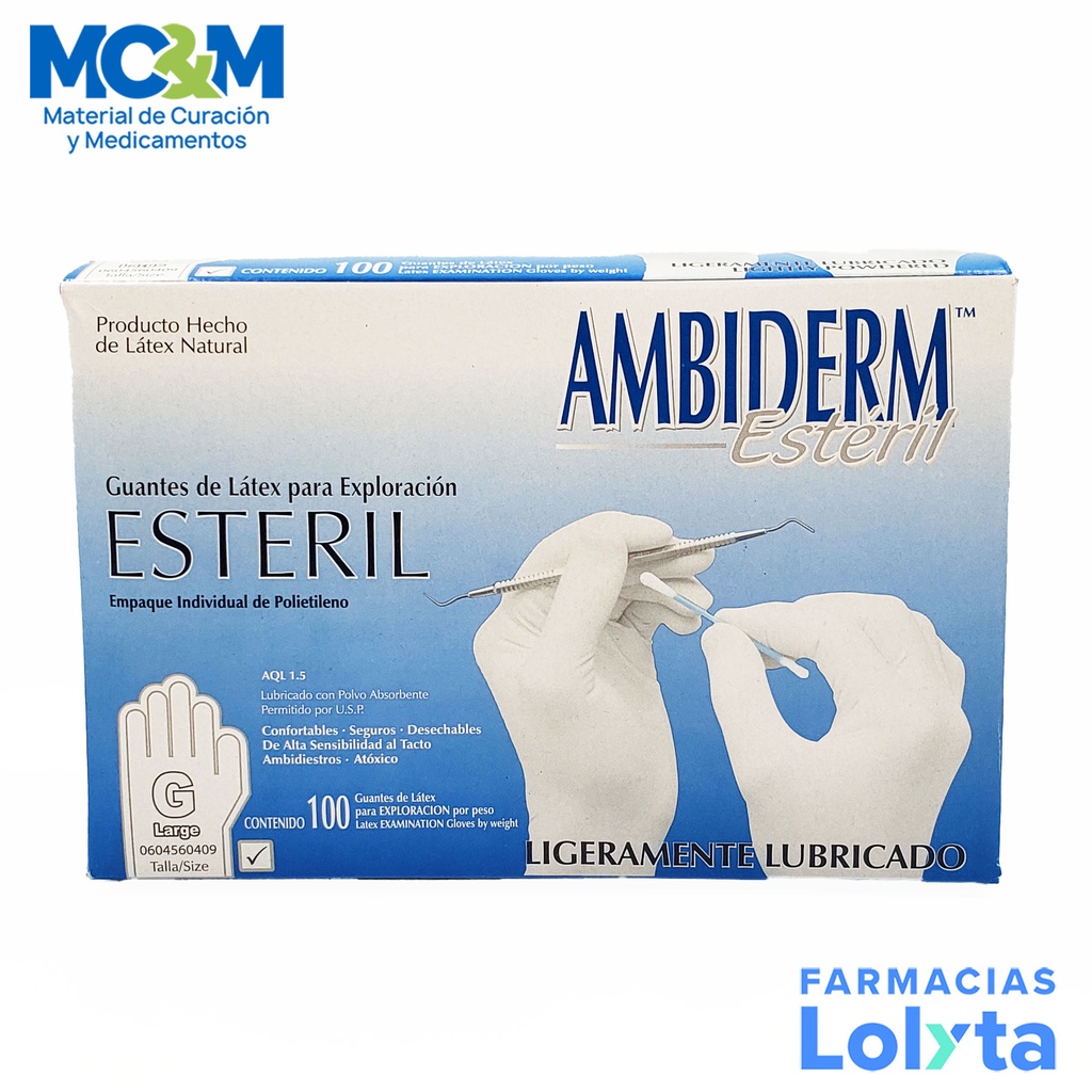 GUANTE ESTERIL GRANDE C/100 AMBIDERM