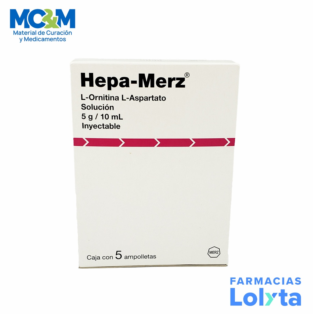 HEPA-MERZ SOL INY 5 G/10 ML C/5 AMP L-ORNITINA L-ASPARTATO LAB MERZ