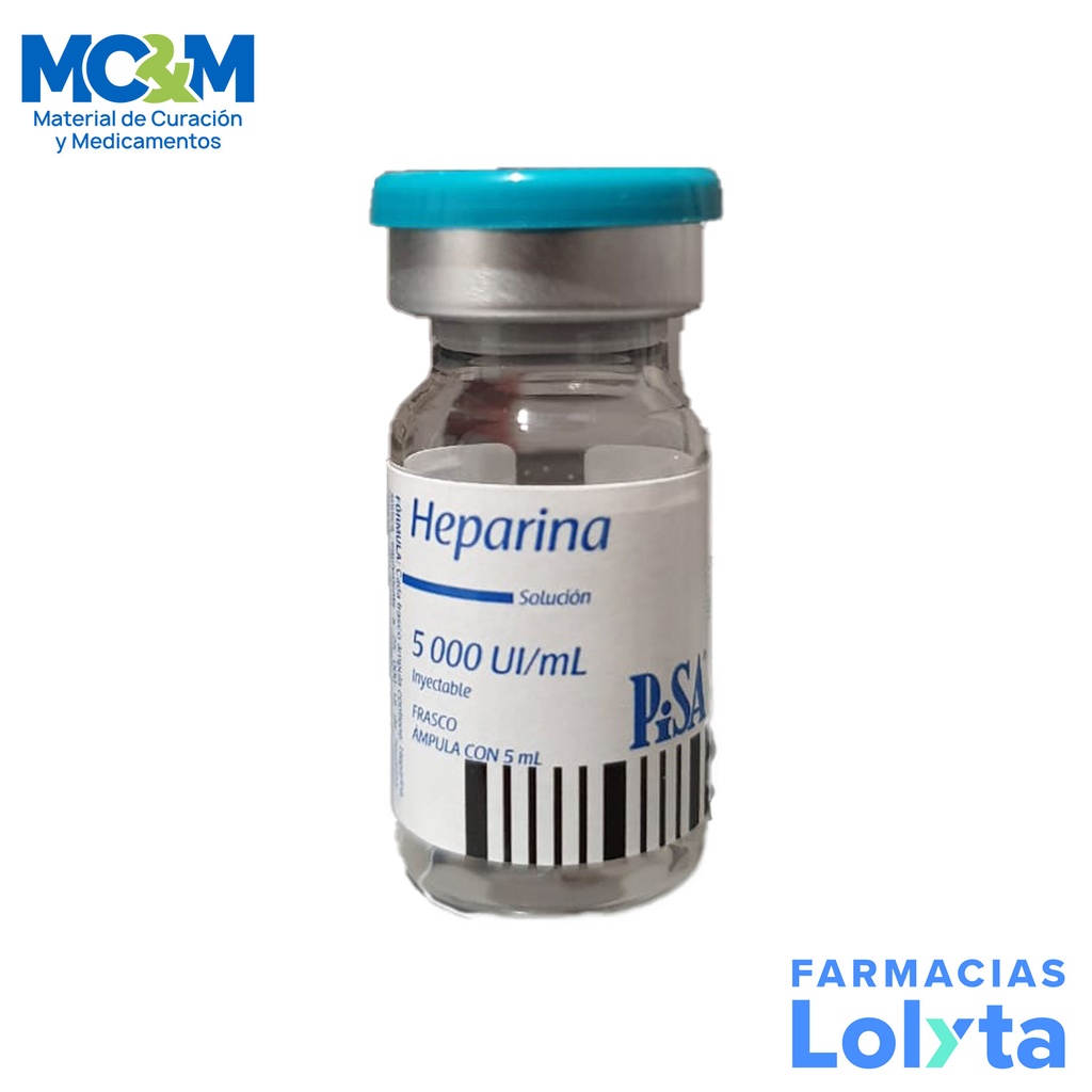 HEPARINA SODICA SOL INY 5000UI/ML C/5ML LAB PISA