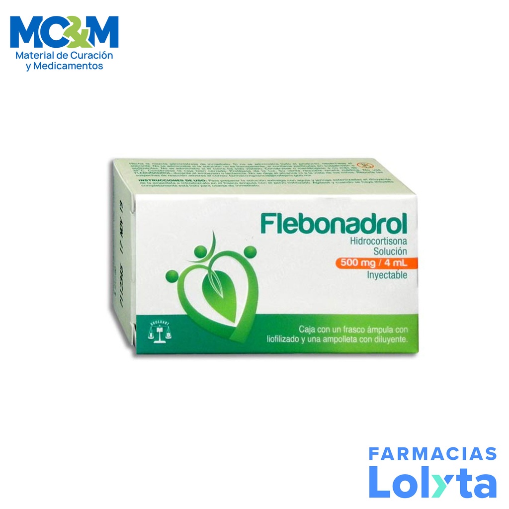 HIDROCORTISONA SOL INY 500 MG/4 ML FLEBONADROL LAB BRULUART
