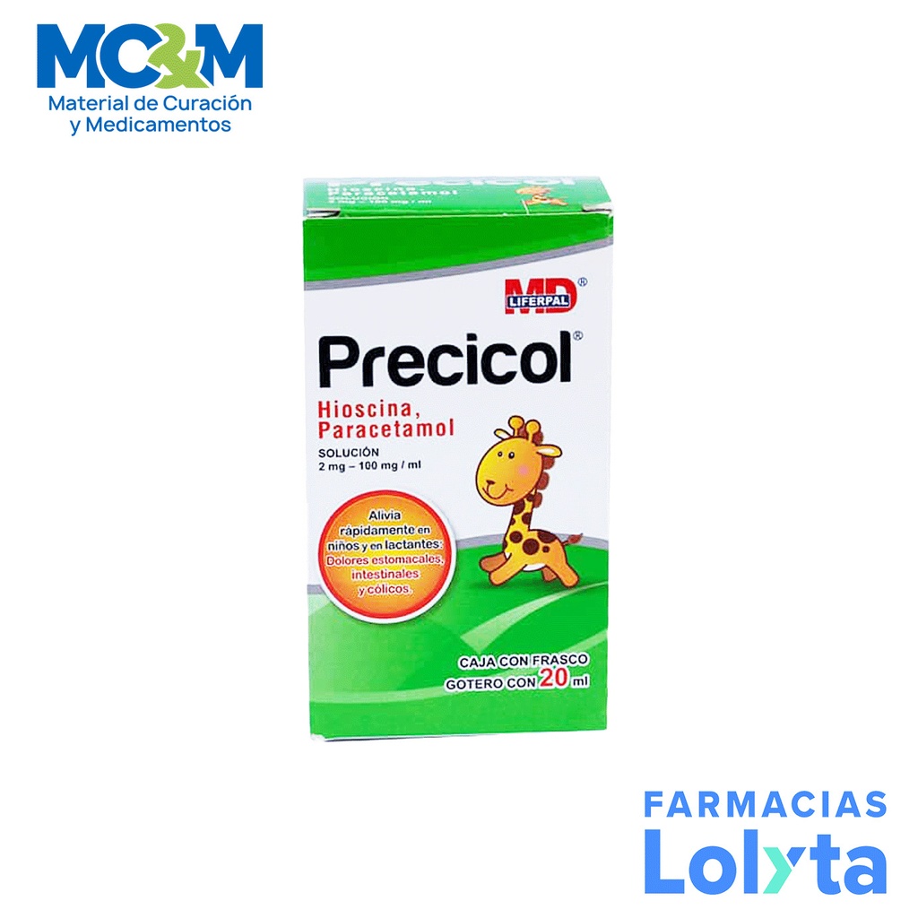 HIOSCINA PARACETAMOL 2MG 100MG/ML SOL GOTAS C/20 ML PRECICOL LAB LIFERPAL MD