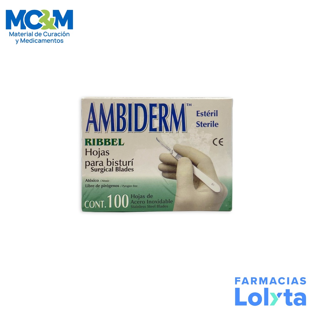 HOJA PARA BISTURI #20 ACERO INOXIDABLE C/100 AMBIDERM