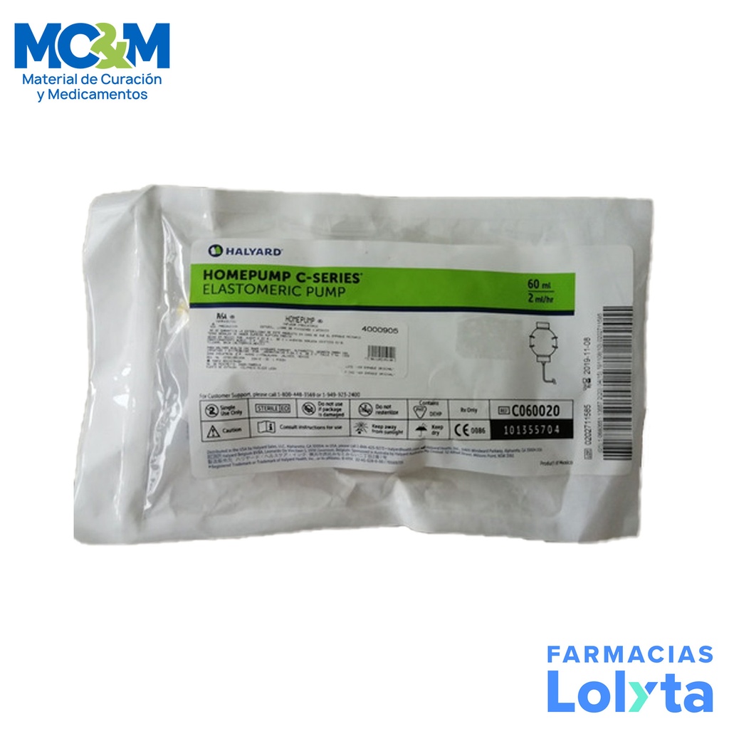 INFUSOR ELASTOMERICO 60 ML 2 ML/H HOMEPUMP LAB PISA