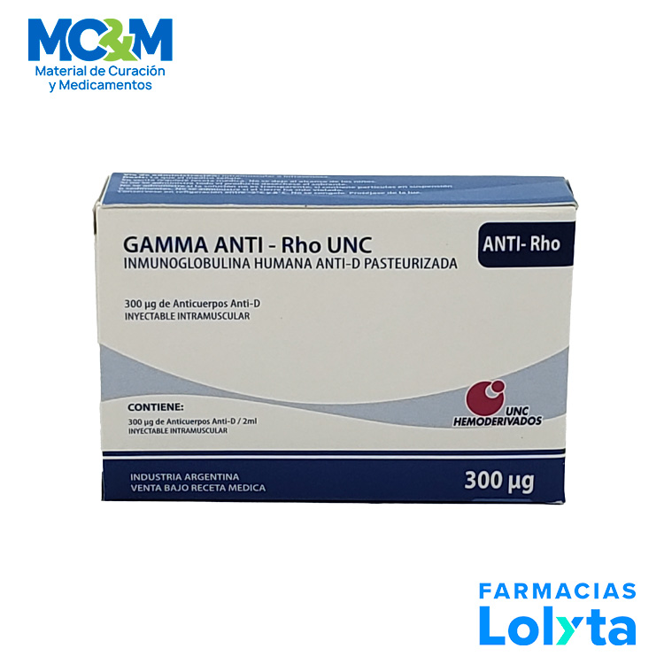 INMUNOGLOBULINA HUMANA ANTI-D SOL INY 300 MCG/2 ML GAMMA ANTI RHO UNC LAB UCN HEMODERIVADOS (RF)