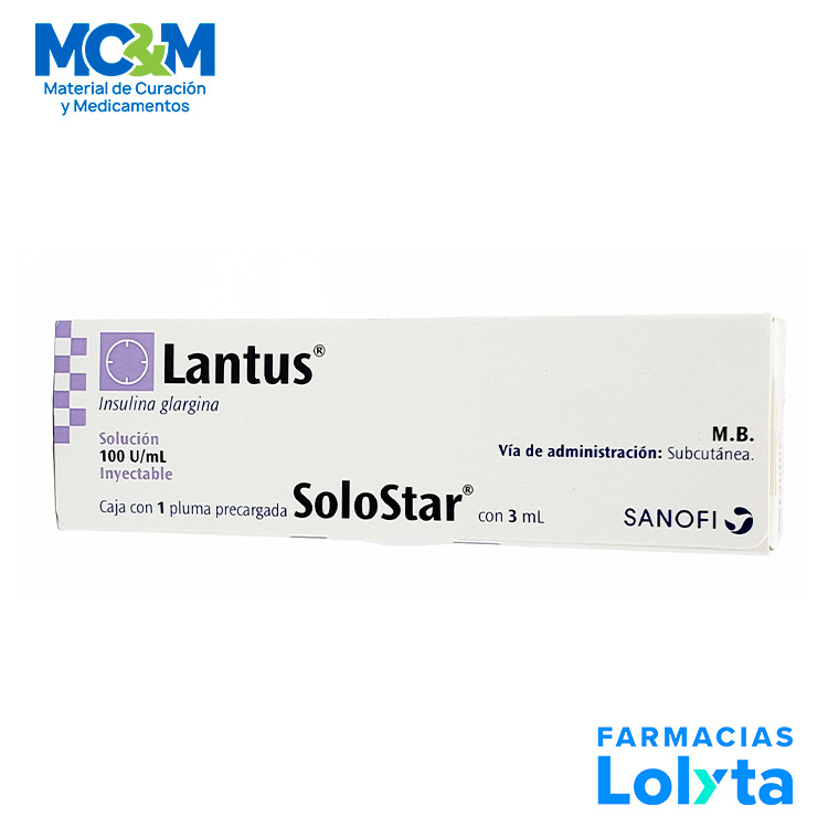 INSULINA LANTUS SOLOSTAR SOL INY 100 U/ML C/1 PLUMA PRELLENADA 3 ML INSULINA GLARGINA (RF)