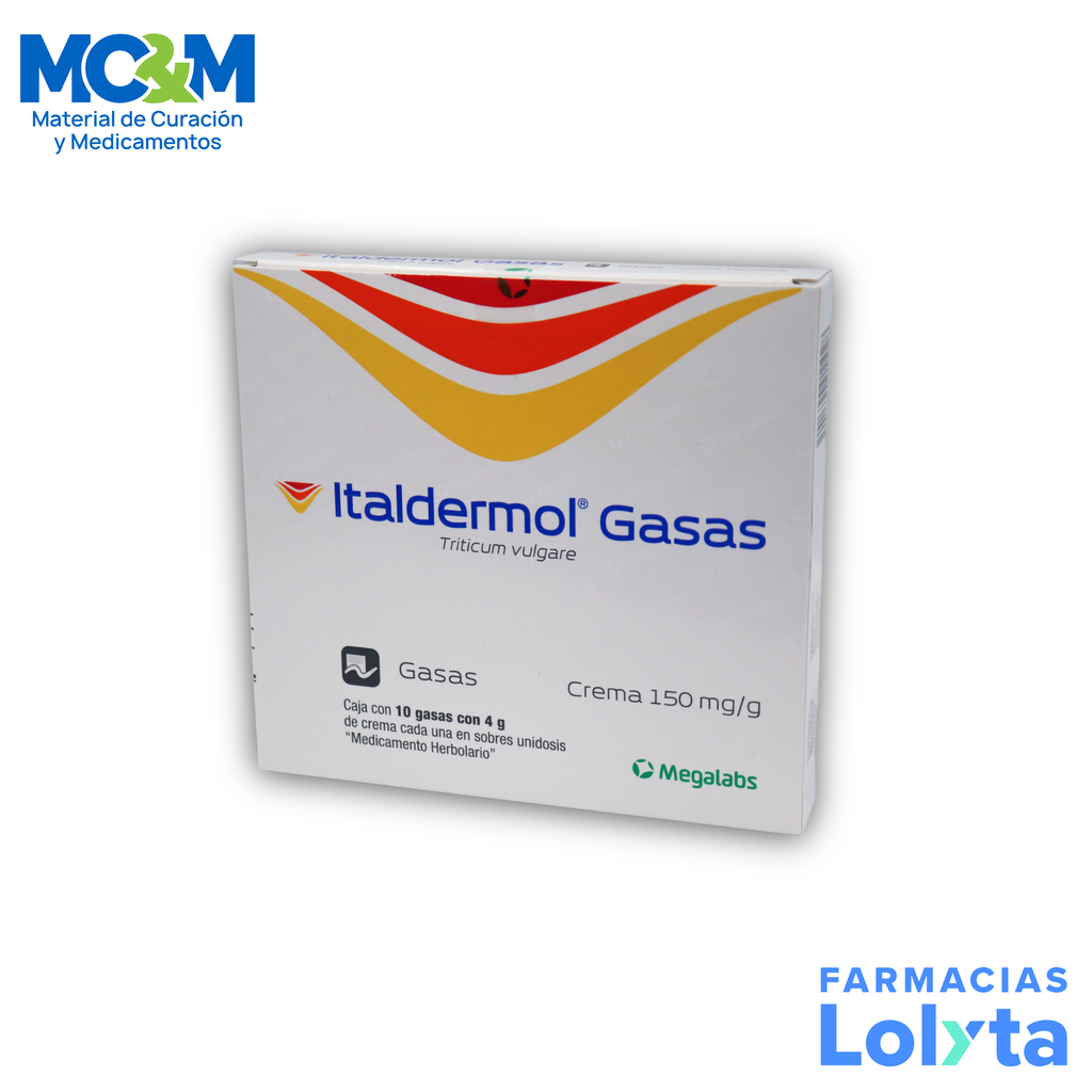 ITALDERMOL 150/10 MG/G C/10 GASAS 4 G TRITICUM VULGARE FENOXIETANOL LAB ITALMEX PHARMA
