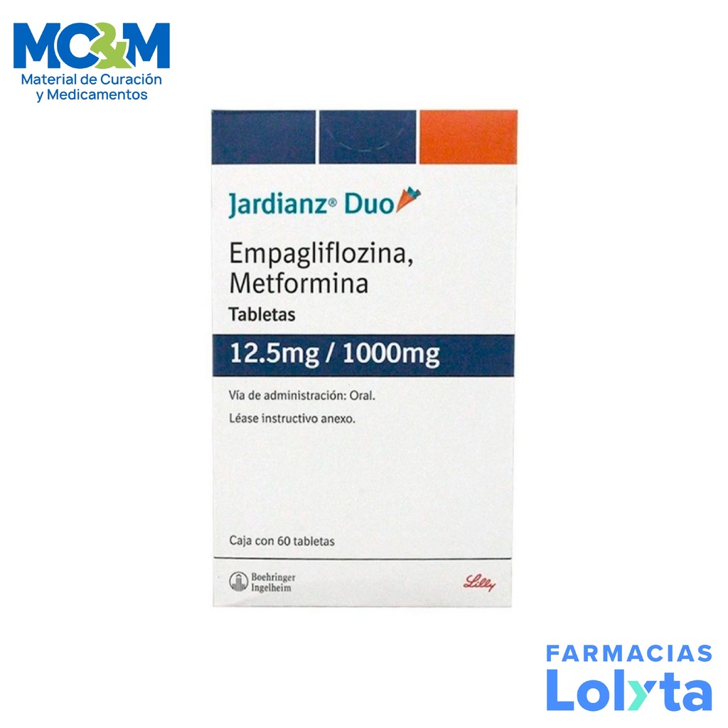 JARDIANZ DUO 12.5/1000 MG C/60 TAB EMPAGLIFLOZINA METFORMINA LAB LILLY