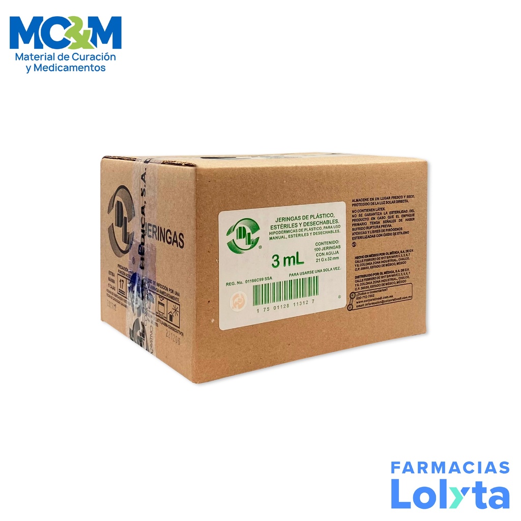 JERINGA 3 ML 21X32 C/AGUJA C/100 DENTILAB