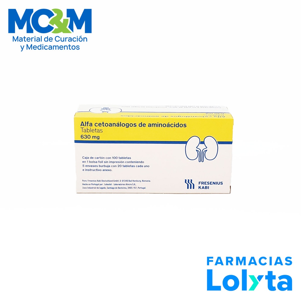 KETOSTERIL 630 MG C/100 TAB ALFA CETOANALOGOS DE AMINOACIDOS  LAB FRESENIUS