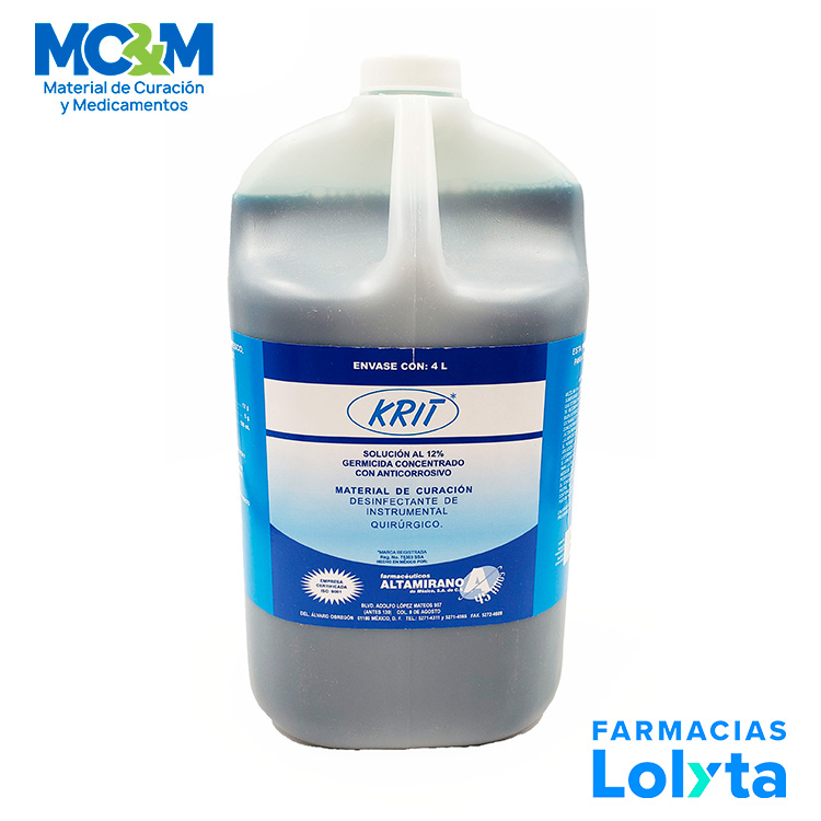 KRIT 4 L CLORURO DE BENZALCONIO AL 12% DESINFECTANTE DE INSTRUMENTAL QUIRURGICO ALTAMIRANO