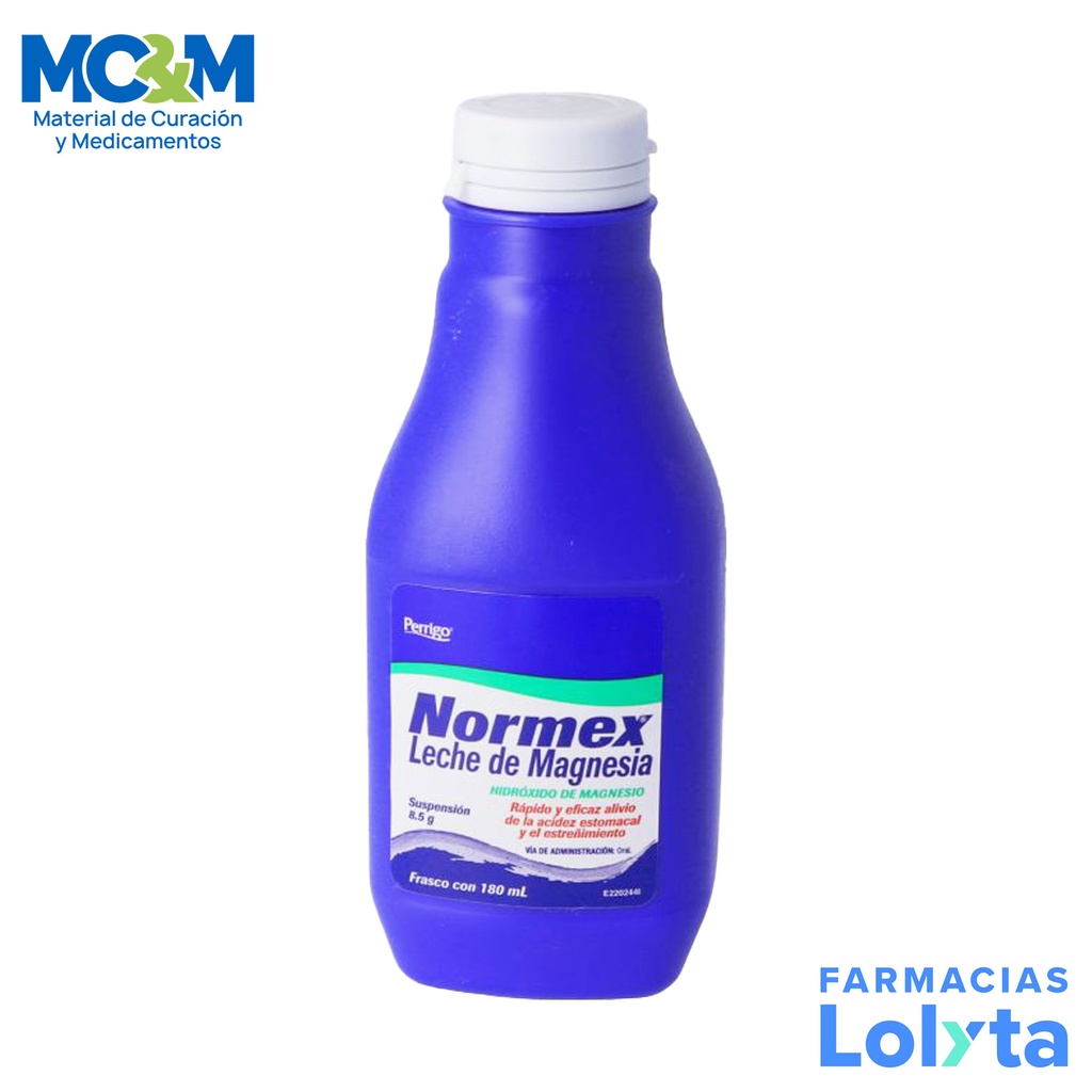 LECHE DE MAGNESIA SUSP 8.5 G C/180 ML HIDROXIDO DE MAGNESIO NORMEX LAB QUIFA