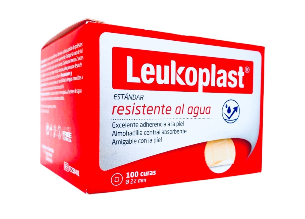 LEUKOPLAST ESTANDAR RESISTENTE AL AGUA 22 MM CURITA REDONDO C/100 PZAS (COVERPLAST) BSN