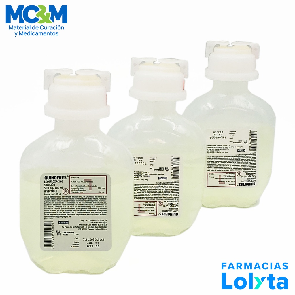 LEVOFLOXACINO SOL INY 500 MG/100 ML QUINOFRES LAB FRESENIUS