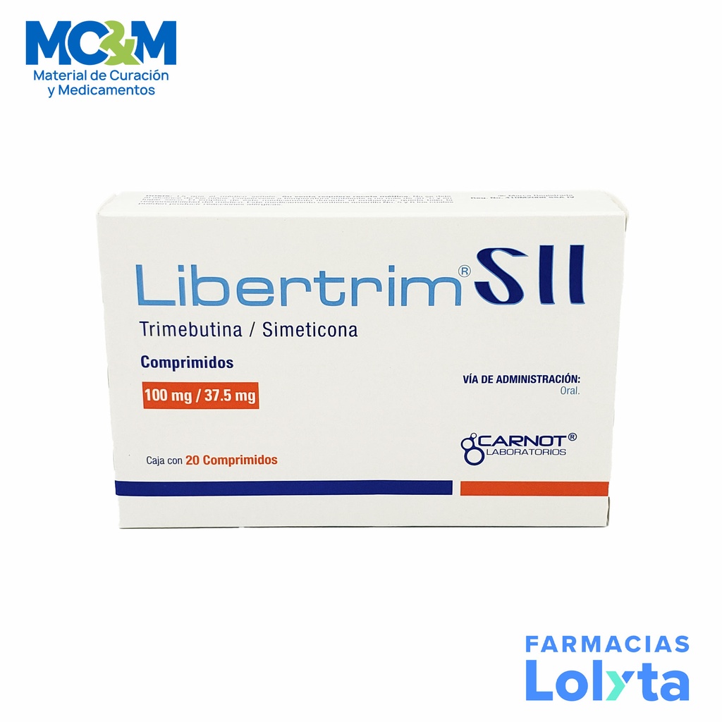 LIBERTRIM SII 100 MG/ 37.5 MG TRIMEBUTINA/SIMETICONA C/20 COMPRIMIDOS LAB CARNOT