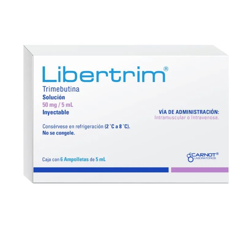LIBERTRIM SOL INY 50 MG/5 ML C/6 AMP TRIMEBUTINA LAB CARNOT (RF)