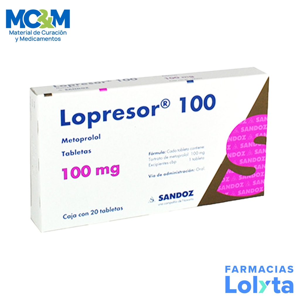 LOPRESOR 100 MG METOPROLOL C/20 TAB LAB SANDOZ