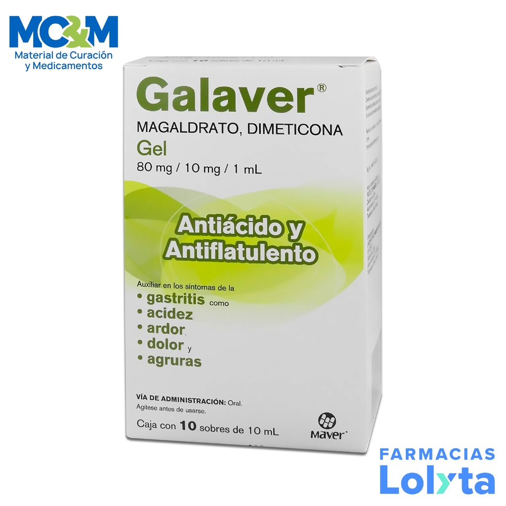 MAGALDRATO DIMETICONA GEL 80/10 MG/ML C/10 SOBRES 10 ML GALAVER LAB MAVER