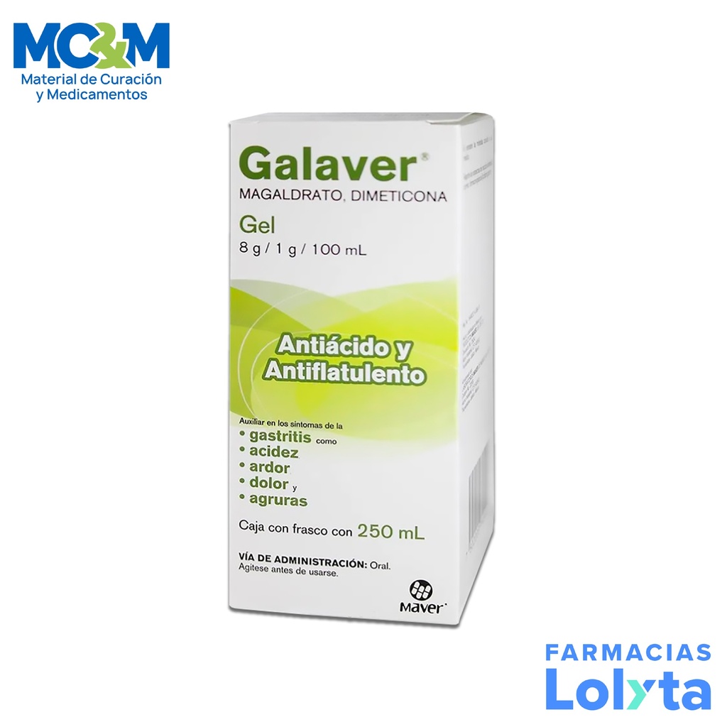 MAGALDRATO DIMETICONA GEL 8/1G/100 ML C/250 ML GALAVER LAB MAVER