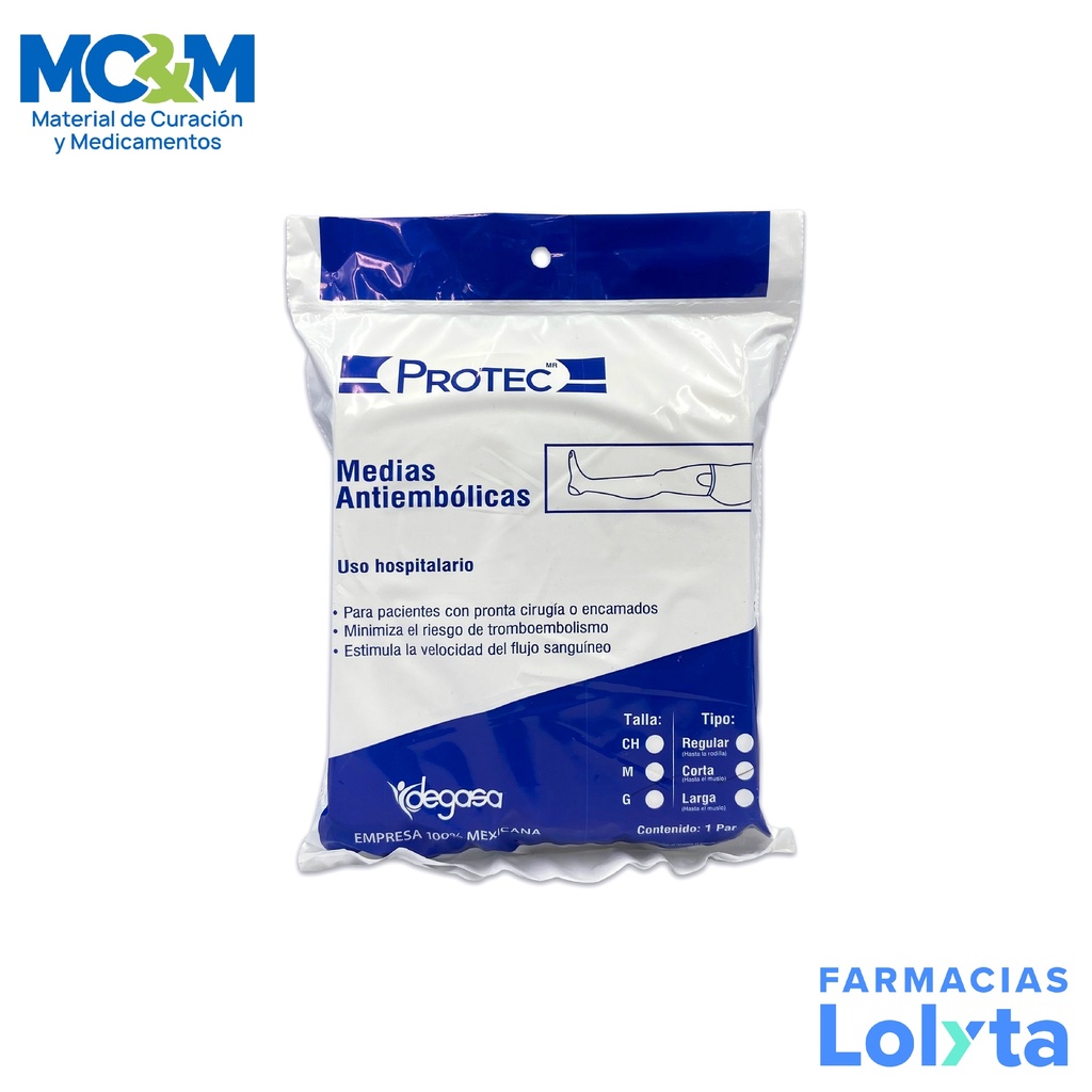 MEDIA ANTIEMBOLICA GRANDE CORTA AL MUSLO PROTEC DEGASA 1608800
