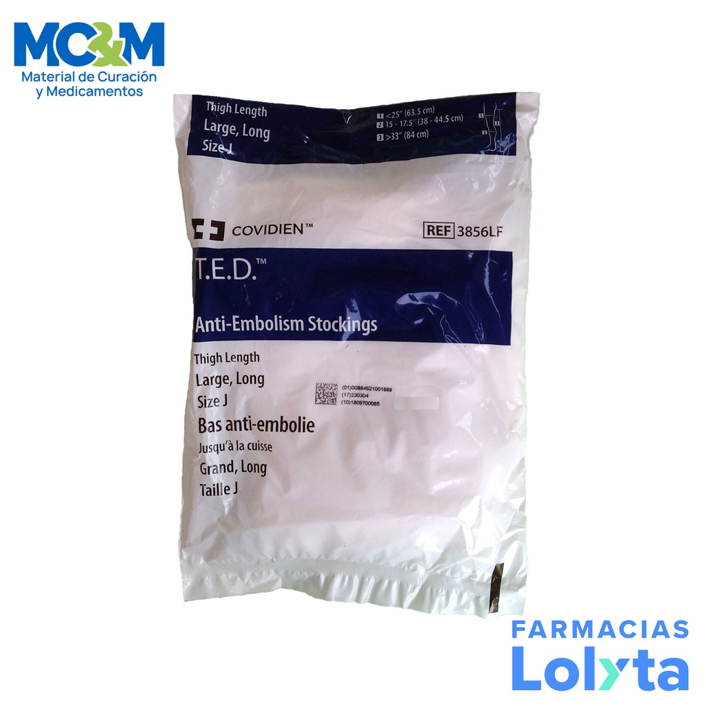 MEDIA ANTIEMBOLICA GRANDE LARGA AL MUSLO TED REF 3856LF CARDINAL HEALTH