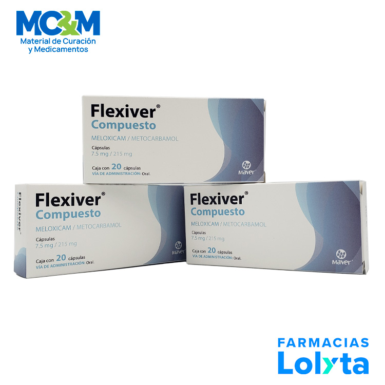 MELOXICAM METOCARBAMOL 7.5/215 MG C/20 CAPSULAS FLEXIVER COMPUESTO LAB MAVER