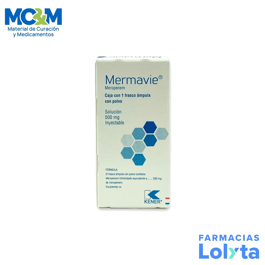 MEROPENEM SOL INY 500 MG C/1 AMP MERMAVIE LAB KENER