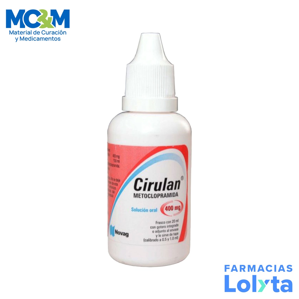 METOCLOPRAMIDA SOL ORAL 400 MG/100 ML FCO GOTERO C/20 ML CIRULAN LAB NOVAG