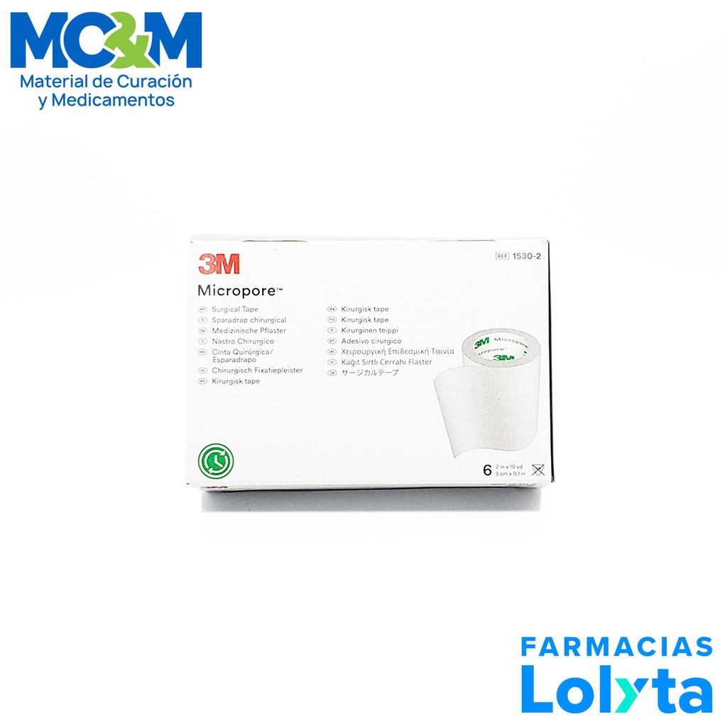 MICROPORE BLANCO 2" 5 CM X 9.1 M C/6 PZAS CINTA QUIRURGICA REF 1530-2 3M