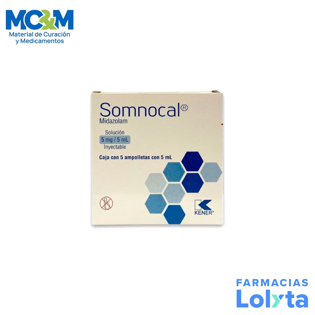 MIDAZOLAM SOL INY 5 MG/5 ML C/5 AMP SOMNOCAL LAB KENER GRUPO II
