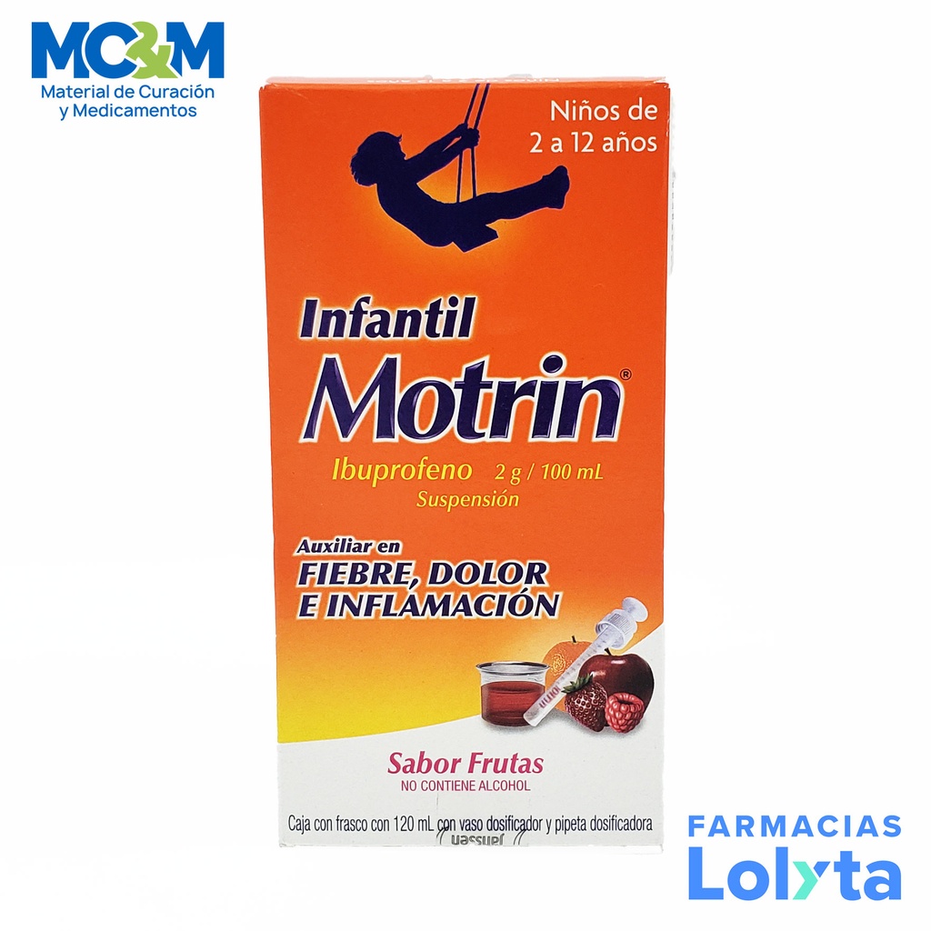 MOTRIN INFANTIL SUSPENSION 2 G/100 ML FCO C/120 ML IBUPROFENO LAB JANSSEN-CILAG