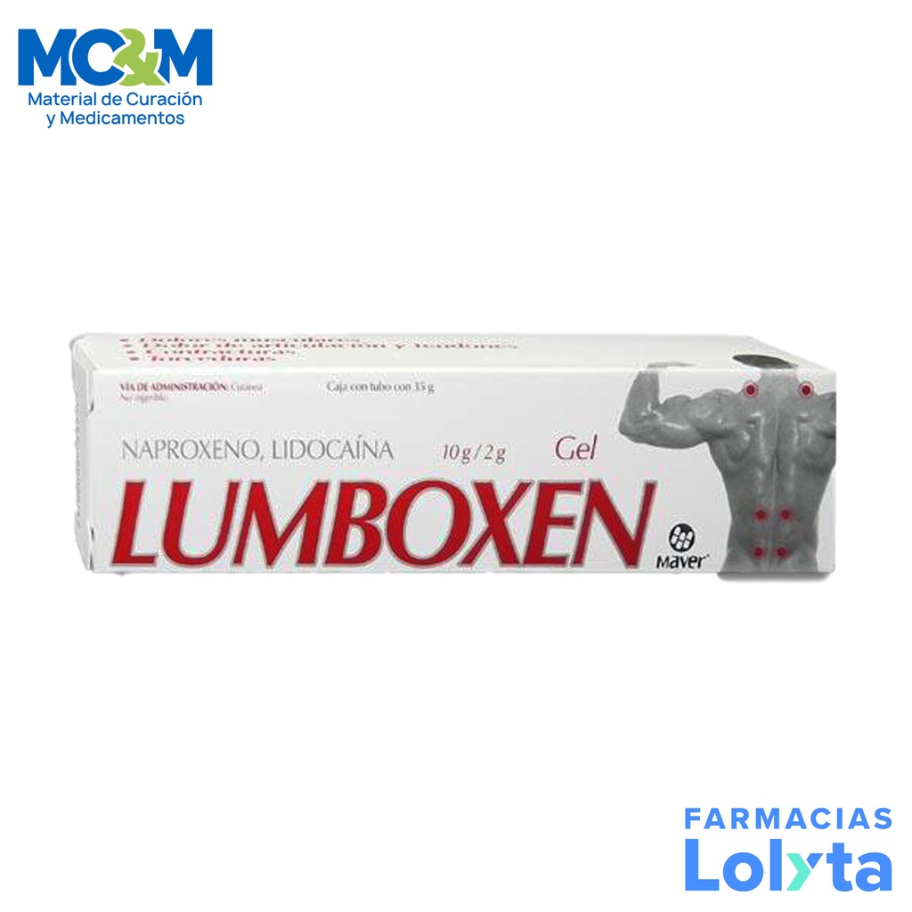 NAPROXENO LIDOCAINA 10/2 G GEL C/35 G LUMBOXEN ROJO LAB MAVER