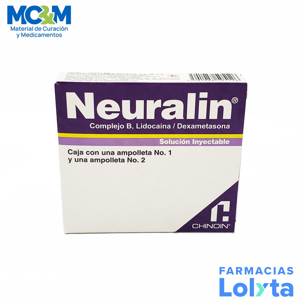 NEURALIN SOL INY 200/100/5/30/4 MG COMPLEJO B (TIAMINA PIRIDOXINA HIDROXOCOBALAMINA) LIDOCAINA DEXAMETASONA LAB CHINOIN